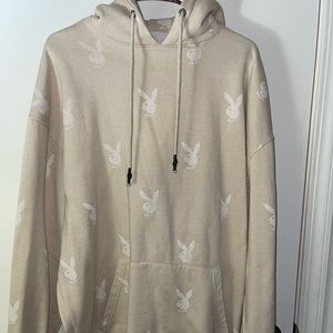 Playboy hoodie light cream color size medium misguided playboy collection